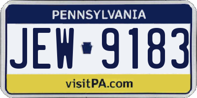 PA license plate JEW9183