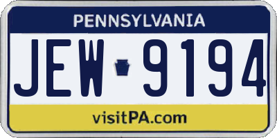 PA license plate JEW9194