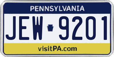 PA license plate JEW9201