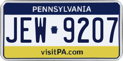 PA license plate JEW9207