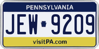 PA license plate JEW9209