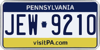 PA license plate JEW9210