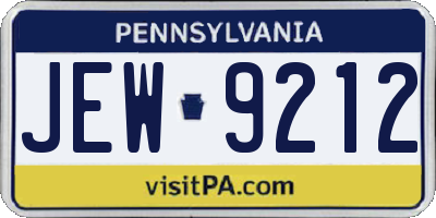 PA license plate JEW9212