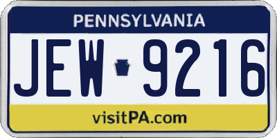 PA license plate JEW9216