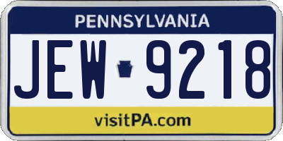 PA license plate JEW9218