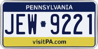 PA license plate JEW9221