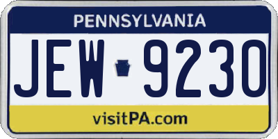 PA license plate JEW9230