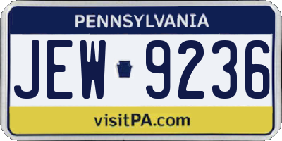 PA license plate JEW9236