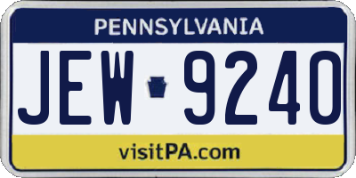PA license plate JEW9240