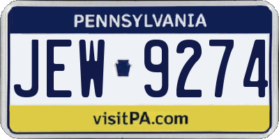 PA license plate JEW9274