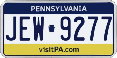PA license plate JEW9277