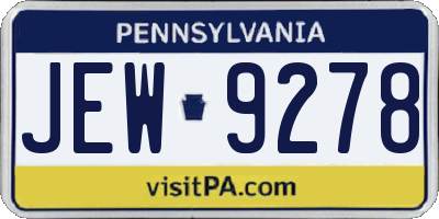 PA license plate JEW9278