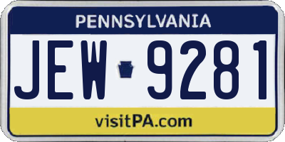 PA license plate JEW9281