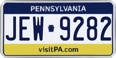 PA license plate JEW9282