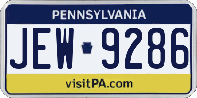 PA license plate JEW9286
