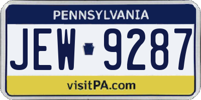 PA license plate JEW9287