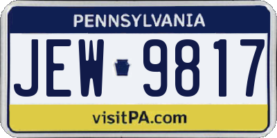 PA license plate JEW9817
