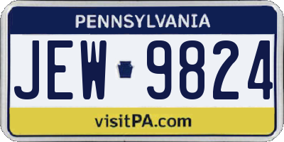 PA license plate JEW9824