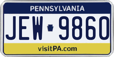 PA license plate JEW9860