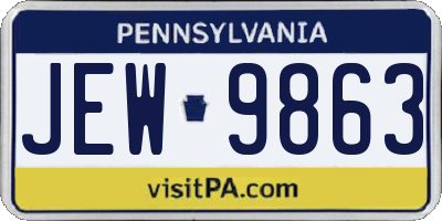 PA license plate JEW9863