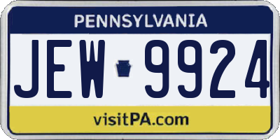 PA license plate JEW9924
