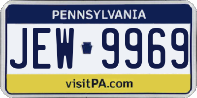 PA license plate JEW9969