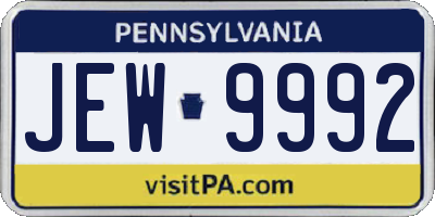 PA license plate JEW9992
