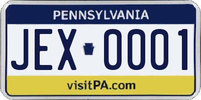PA license plate JEX0001