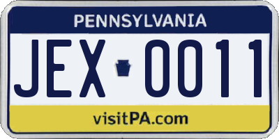 PA license plate JEX0011