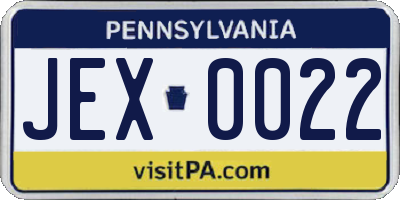 PA license plate JEX0022