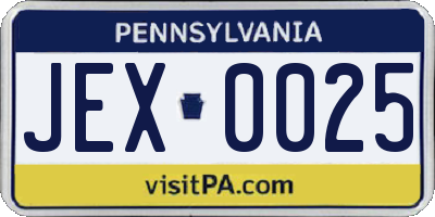 PA license plate JEX0025