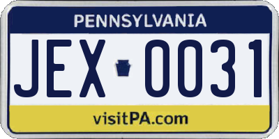 PA license plate JEX0031