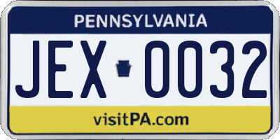 PA license plate JEX0032