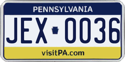 PA license plate JEX0036