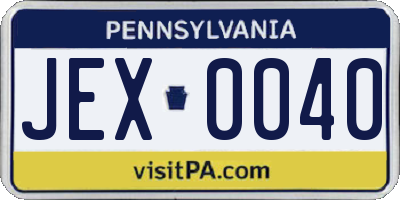 PA license plate JEX0040