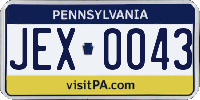 PA license plate JEX0043