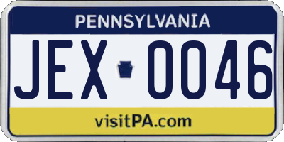 PA license plate JEX0046