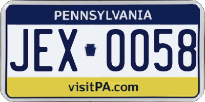 PA license plate JEX0058