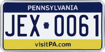PA license plate JEX0061