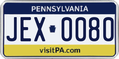 PA license plate JEX0080