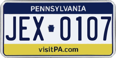 PA license plate JEX0107
