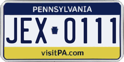 PA license plate JEX0111