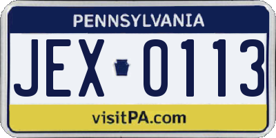PA license plate JEX0113