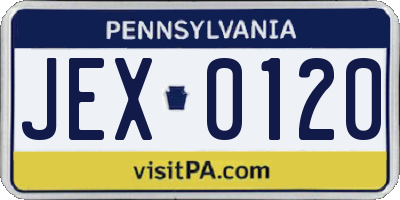 PA license plate JEX0120
