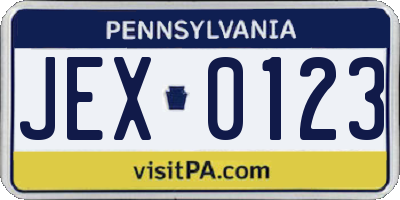 PA license plate JEX0123