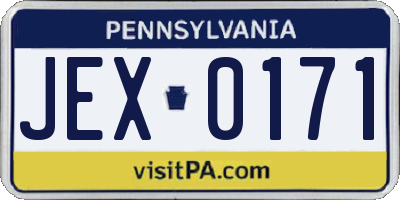 PA license plate JEX0171