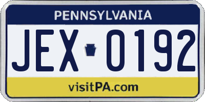 PA license plate JEX0192