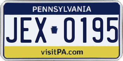 PA license plate JEX0195