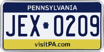 PA license plate JEX0209
