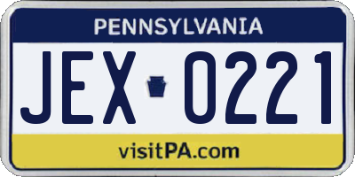 PA license plate JEX0221